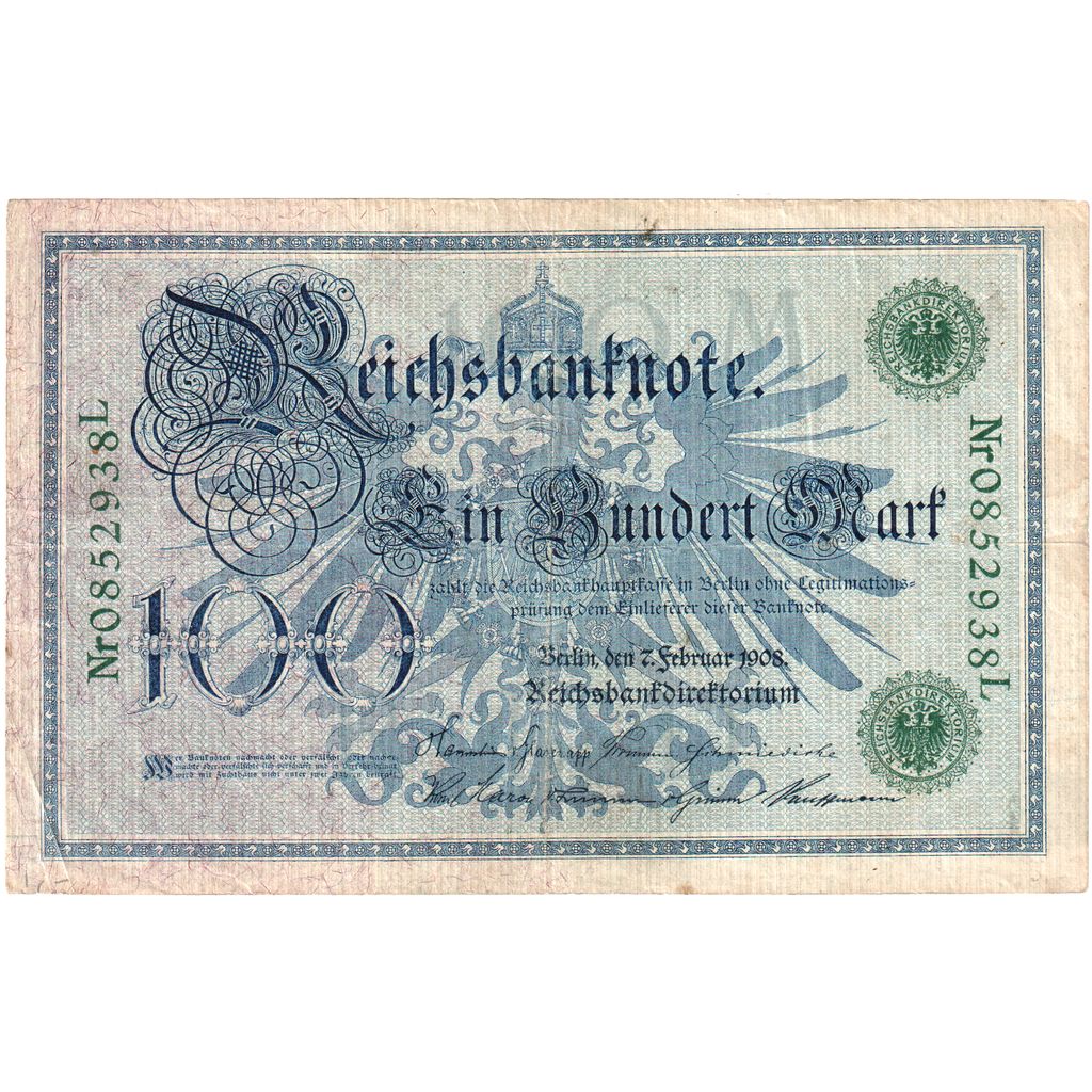 Germany, 100 Mark, 1908-02-07, VF(30-35)