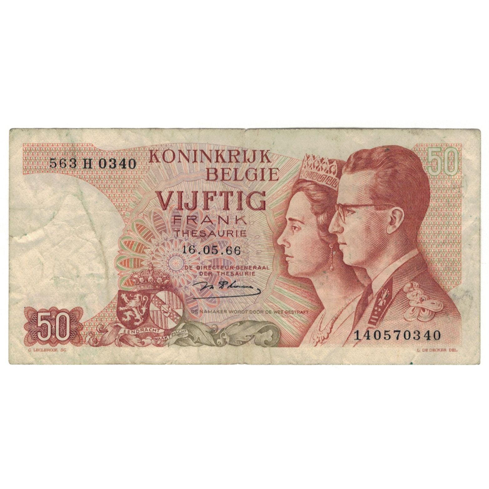 Billet, Belgique, 50 Francs, 1966, 1966-05-16, KM:139, TB