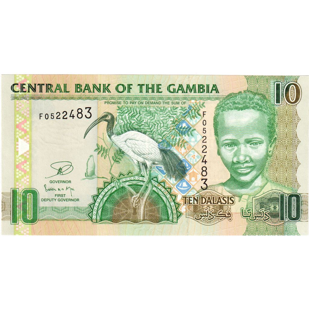 Nota, Gâmbia, 10 Dalasis, Undated (2001), KM:21a, UNC(65-70)