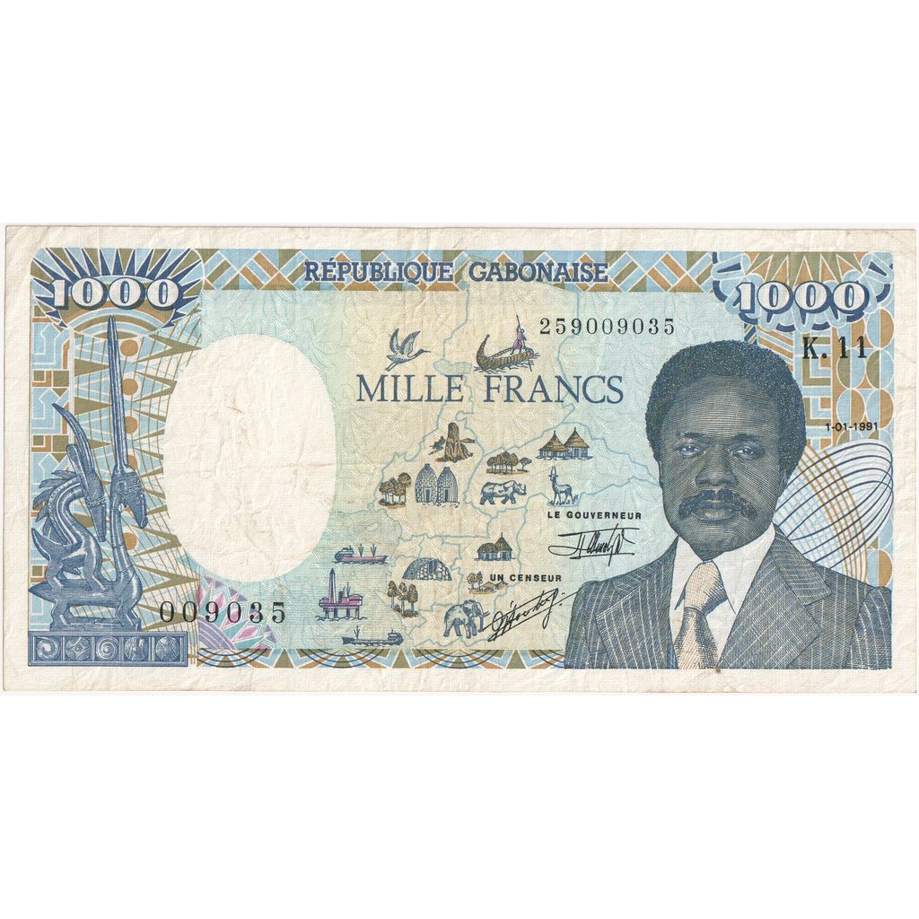 Gabon, 1000 Francs, 1991-01-01, VF(30-35)