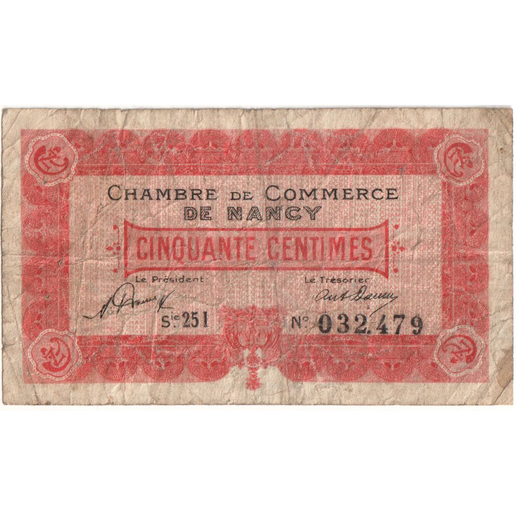 France, Nancy, 50 Centimes, 1920-12-31, VF(20-25), Pirot:87-1