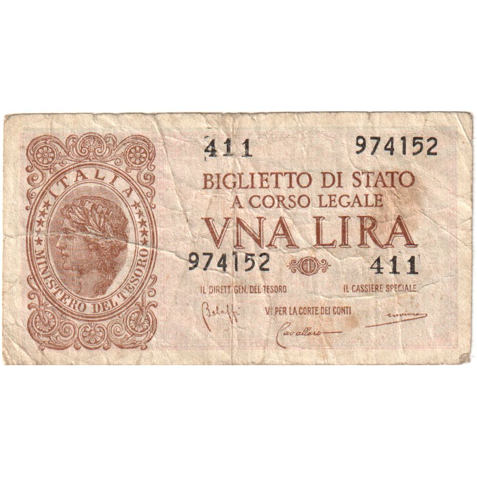 Italie, 1 Lira, 1944-11-23, TB