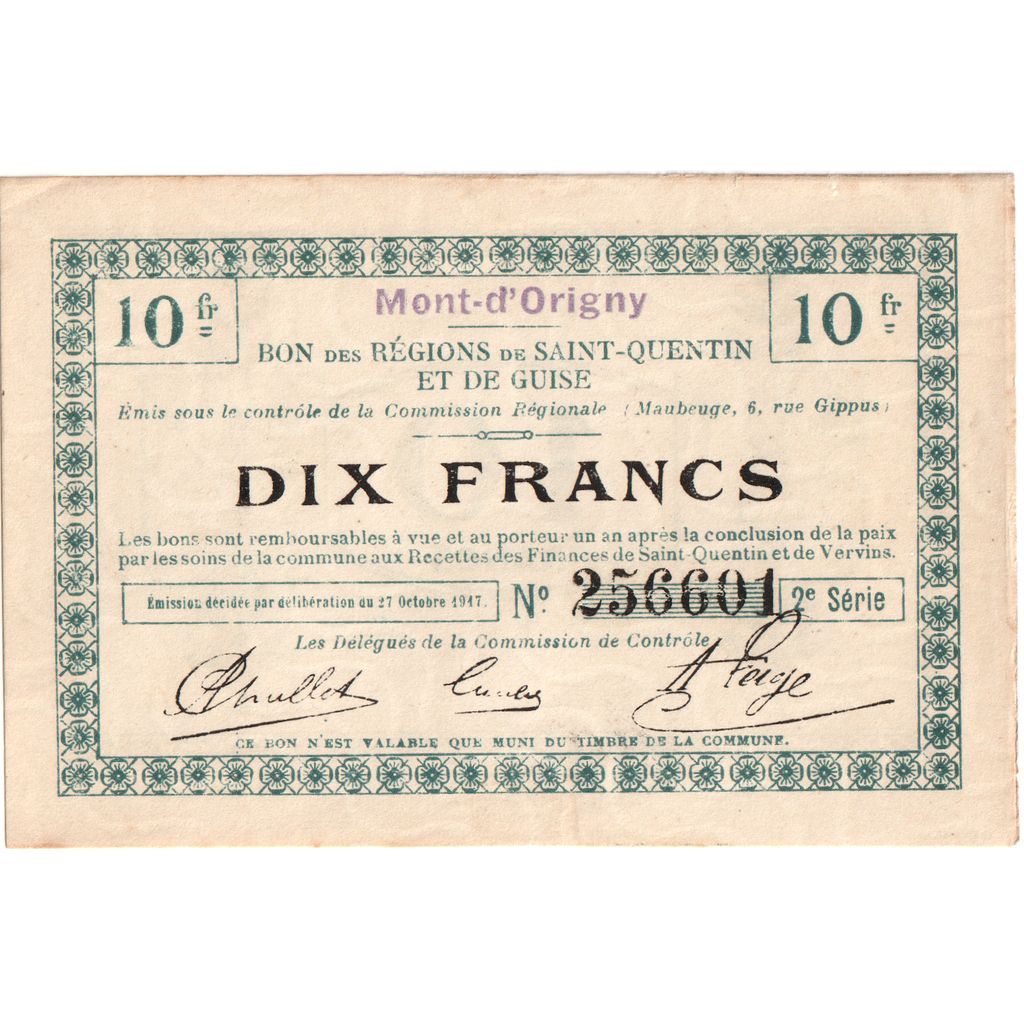 Francia, 10 Francs, 1917-10-27, MBC