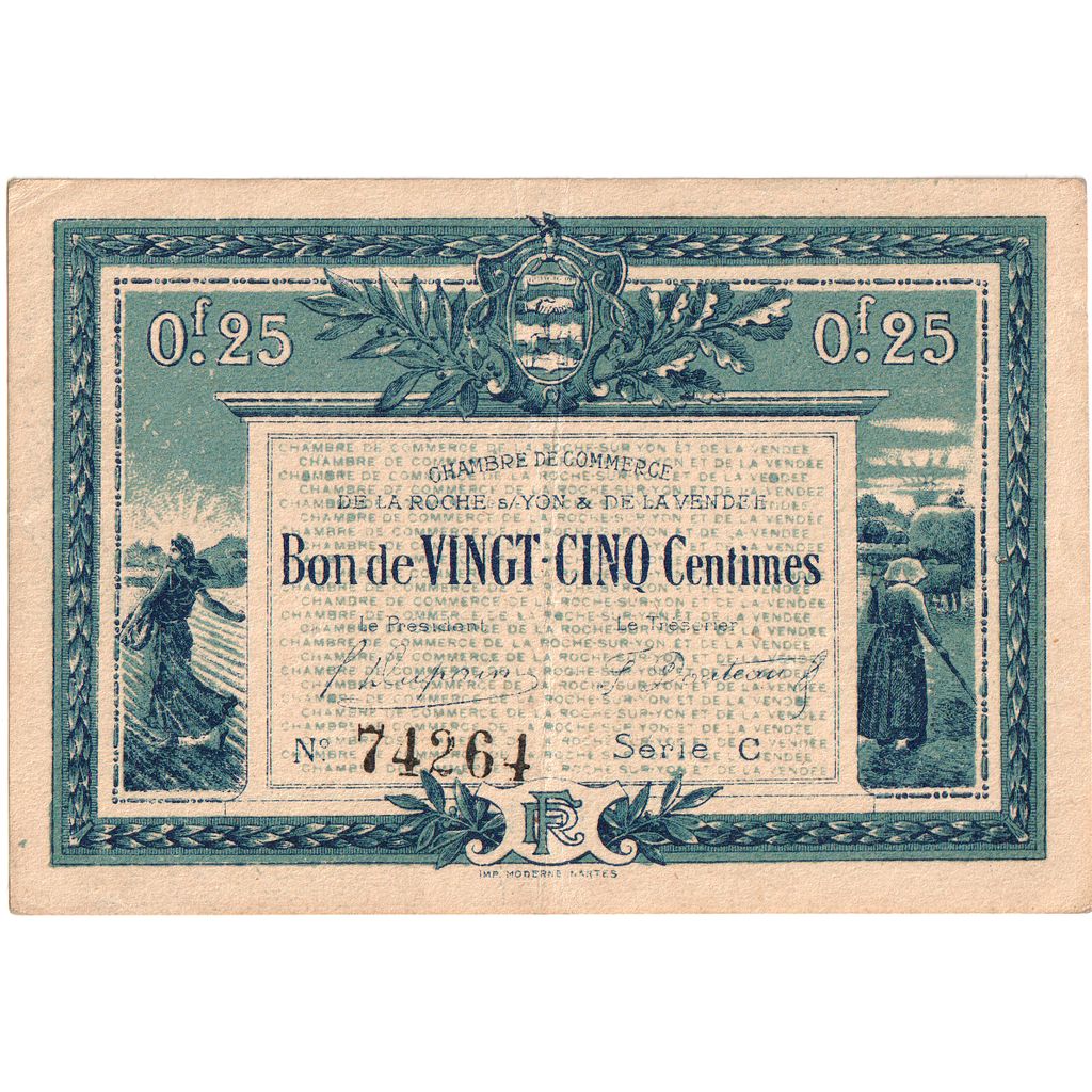 France, 25 Centimes, TTB, Pirot:65-26