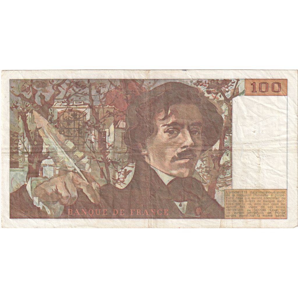 France, 100 Francs, Delacroix, P.53, EF(40-45)