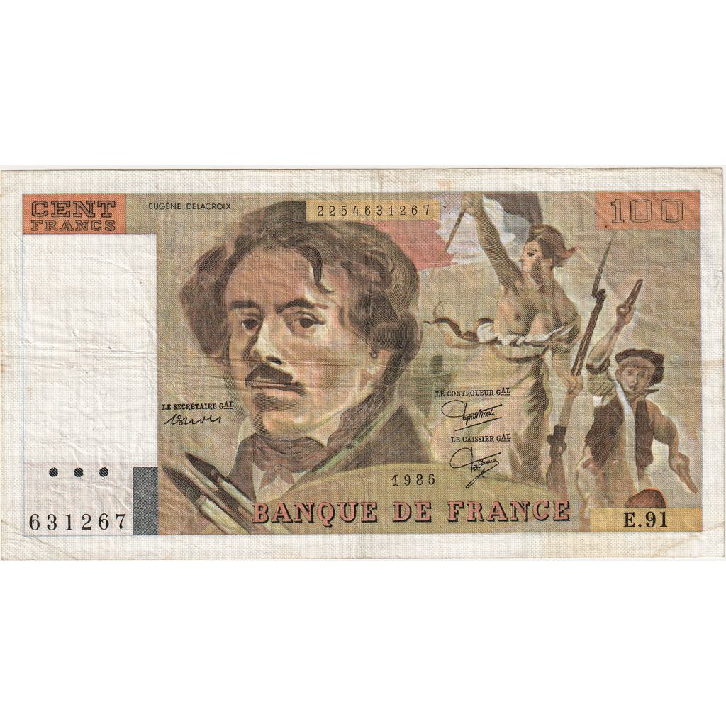 France, 100 Francs, Delacroix, E.91, VF(30-35)