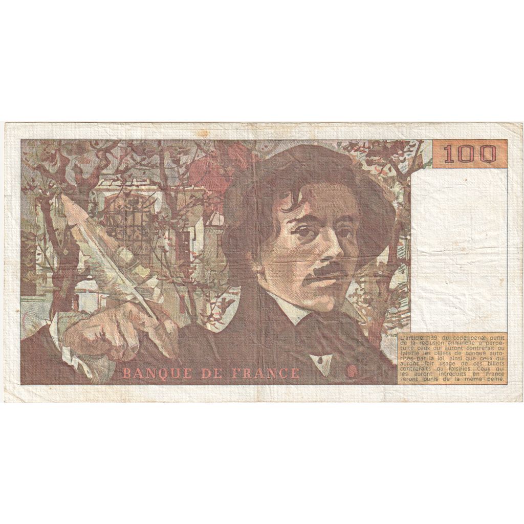 France, 100 Francs, Delacroix, E.91, VF(30-35)