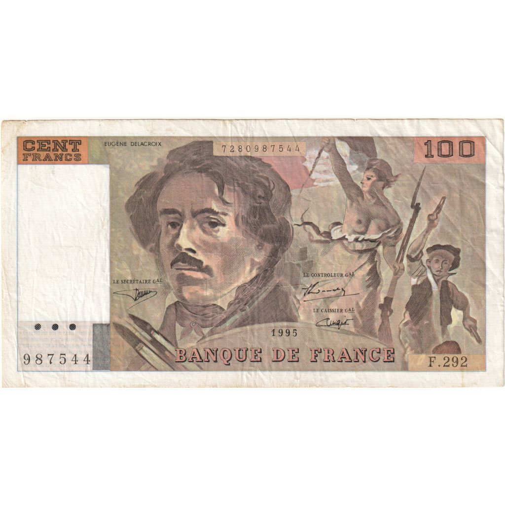 France, 100 Francs, Delacroix, F.292, EF(40-45)