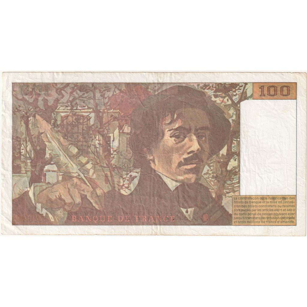 France, 100 Francs, Delacroix, F.292, EF(40-45)