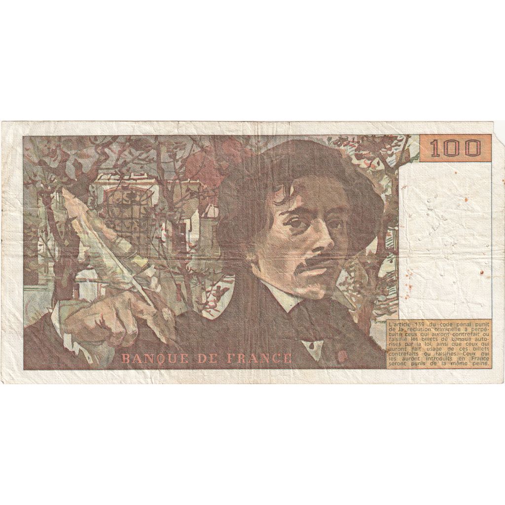 France, 100 Francs, Delacroix, P.11, VF(20-25)