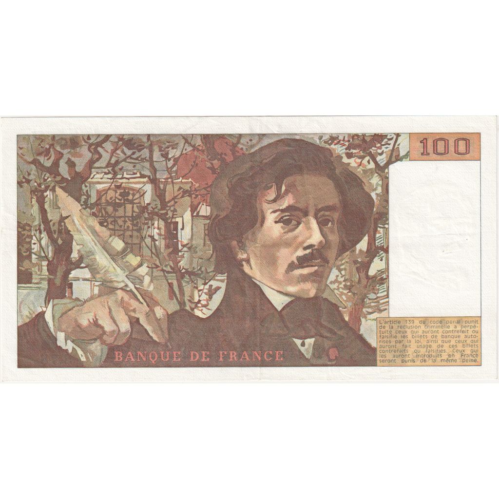 France, 100 Francs, Delacroix, B.78, UNC(63)