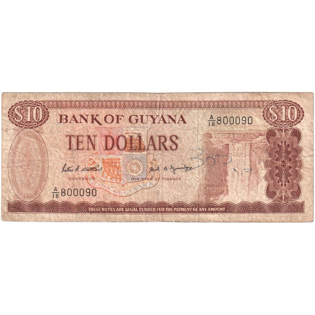Guyana, 10 Dollars, VF(20-25)
