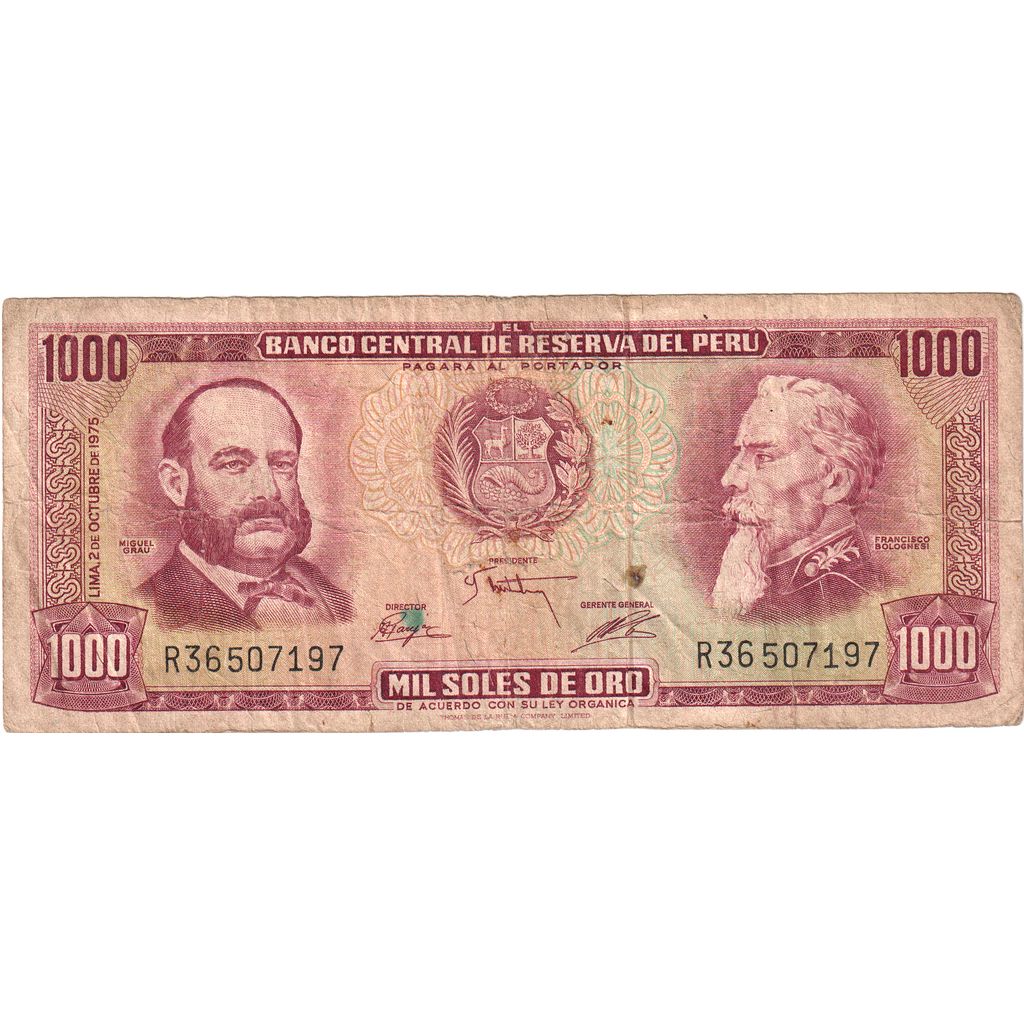 Peru, 1000 Soles De Oro, 1975-10-02, VF(20-25)