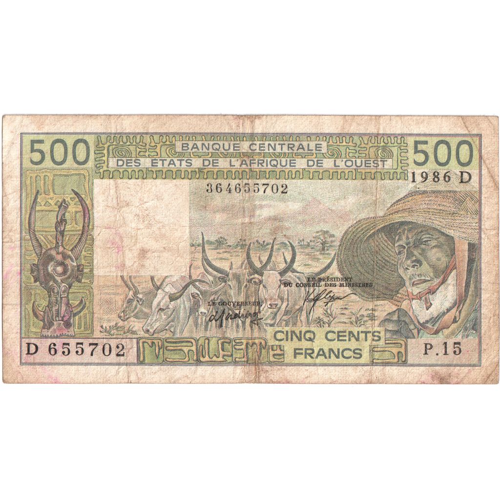 West African States, 500 Francs, VF(20-25)