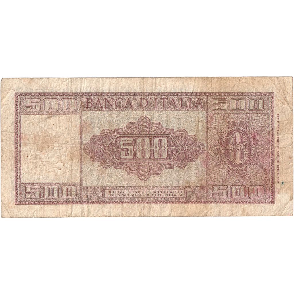 Italy, 500 Lire, 1947-08-14, VF(20-25)
