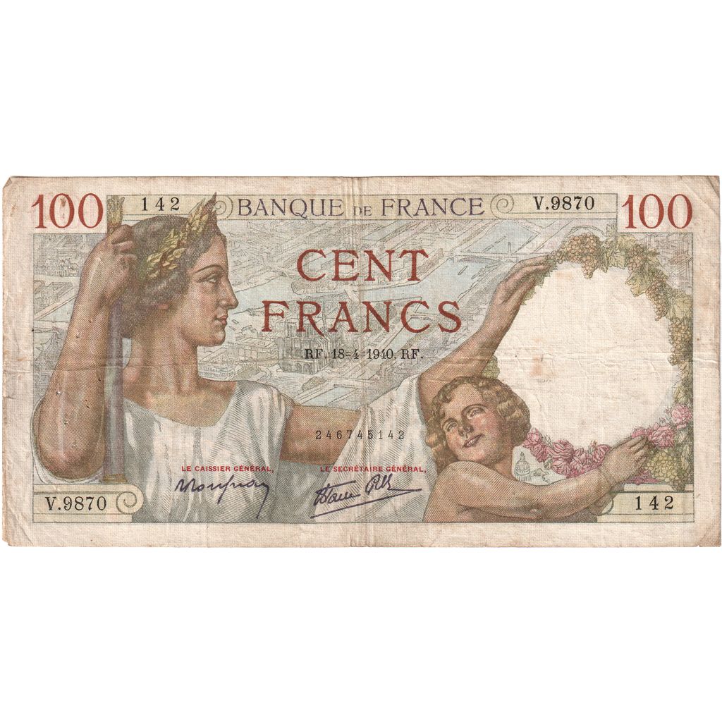 Francia, 100 Francs, Sully, 1940-04-18, V.9870, MB+