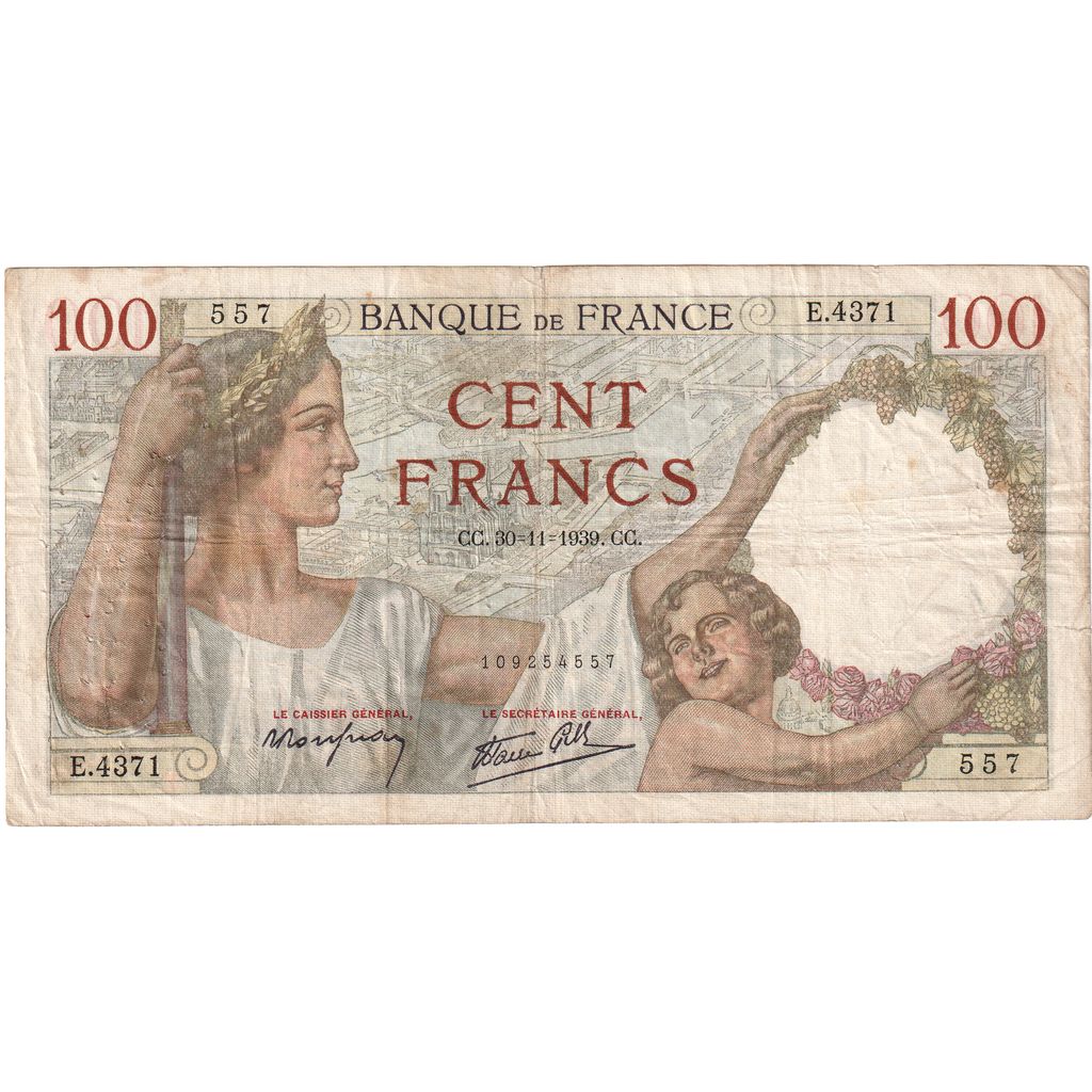 Francia, 100 Francs, Sully, 1939-11-30, E.4371, BC+