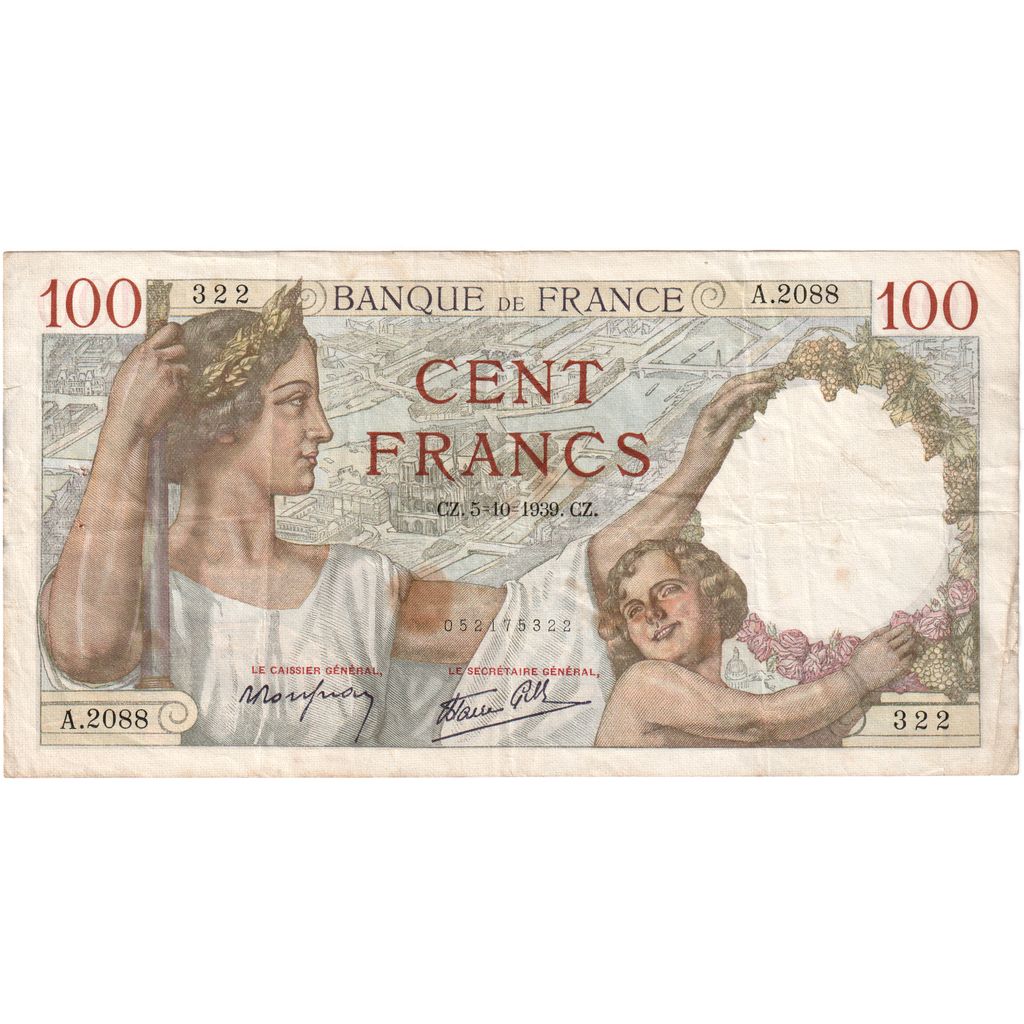 Francia, 100 Francs, Sully, 1939-10-05, A.2088, MBC