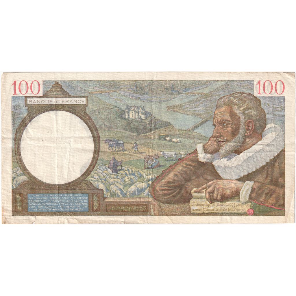 France, 100 Francs, Sully, 1941-04-03, J.20212, VF(30-35)