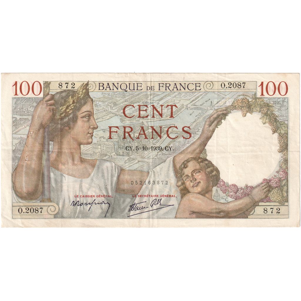 Francia, 100 Francs, Sully, 1939-10-05, O.2087, MBC