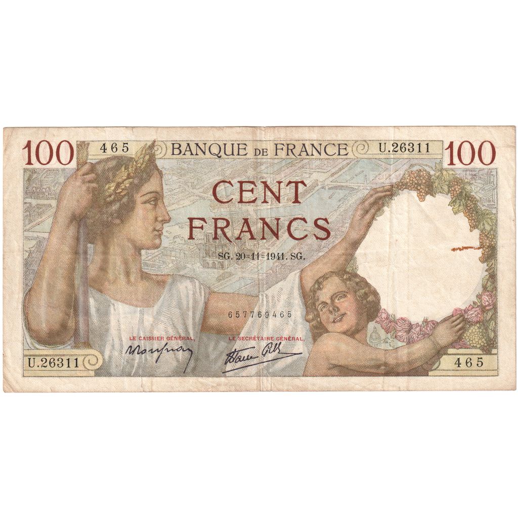 Frankrijk, 100 Francs, Sully, 1941-11-20, U.26311, TB+
