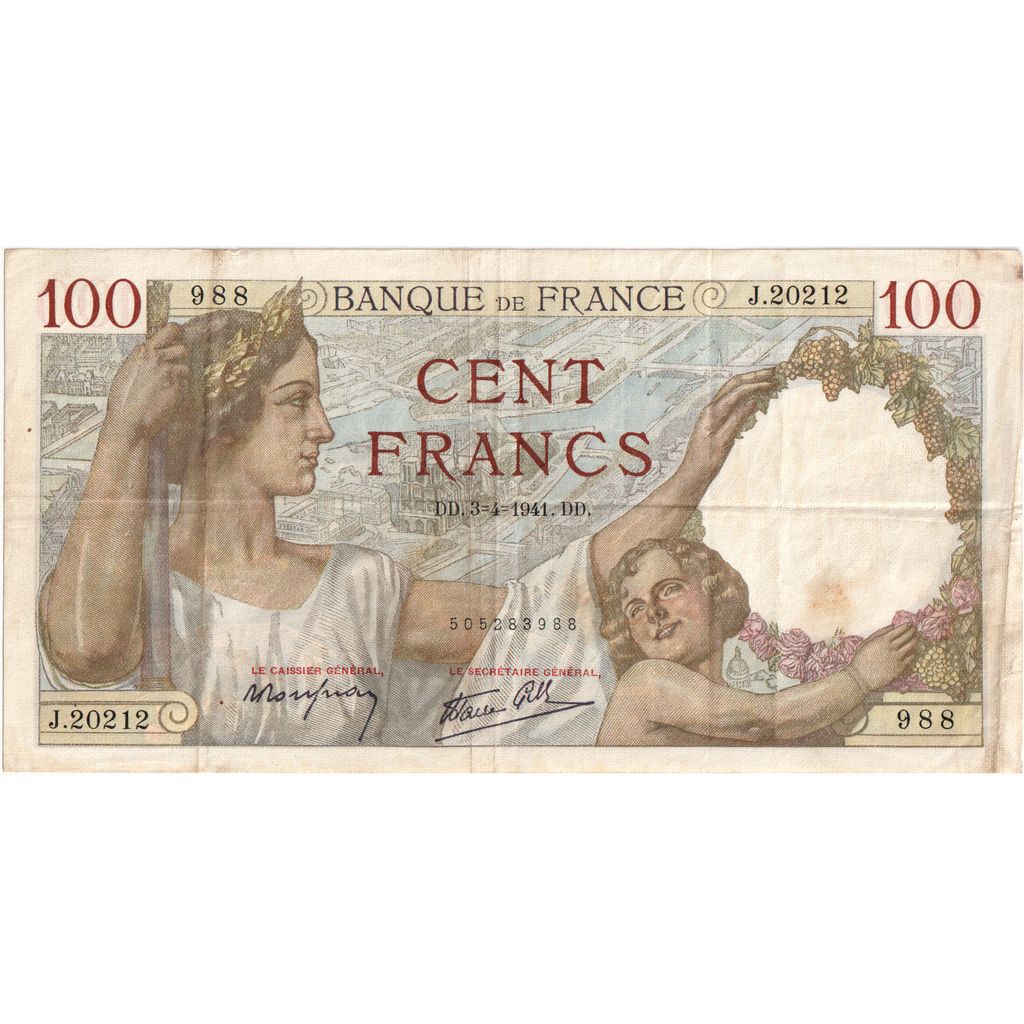 Frankrijk, 100 Francs, Sully, 1941-04-03, J.20212, TTB