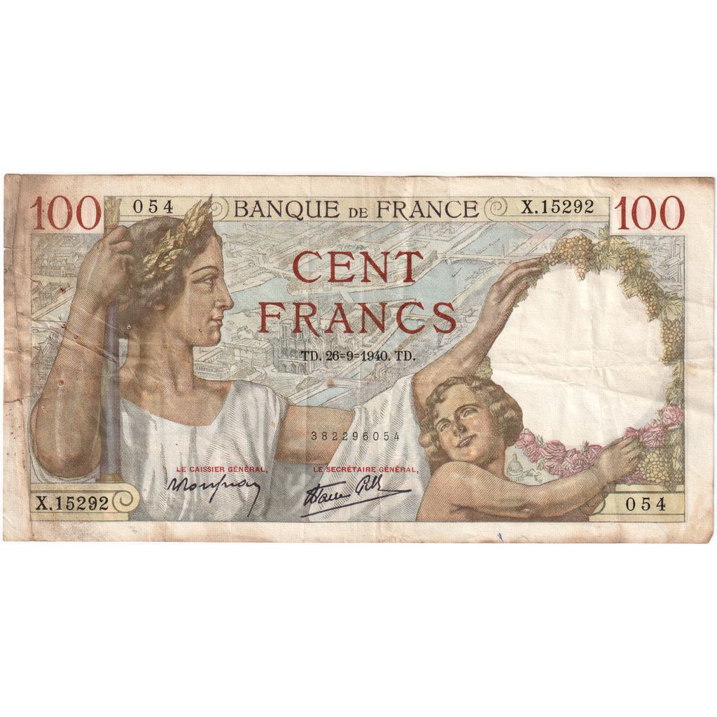 Francia, 100 Francs, Sully, 1940-09-26, X.15292, BC