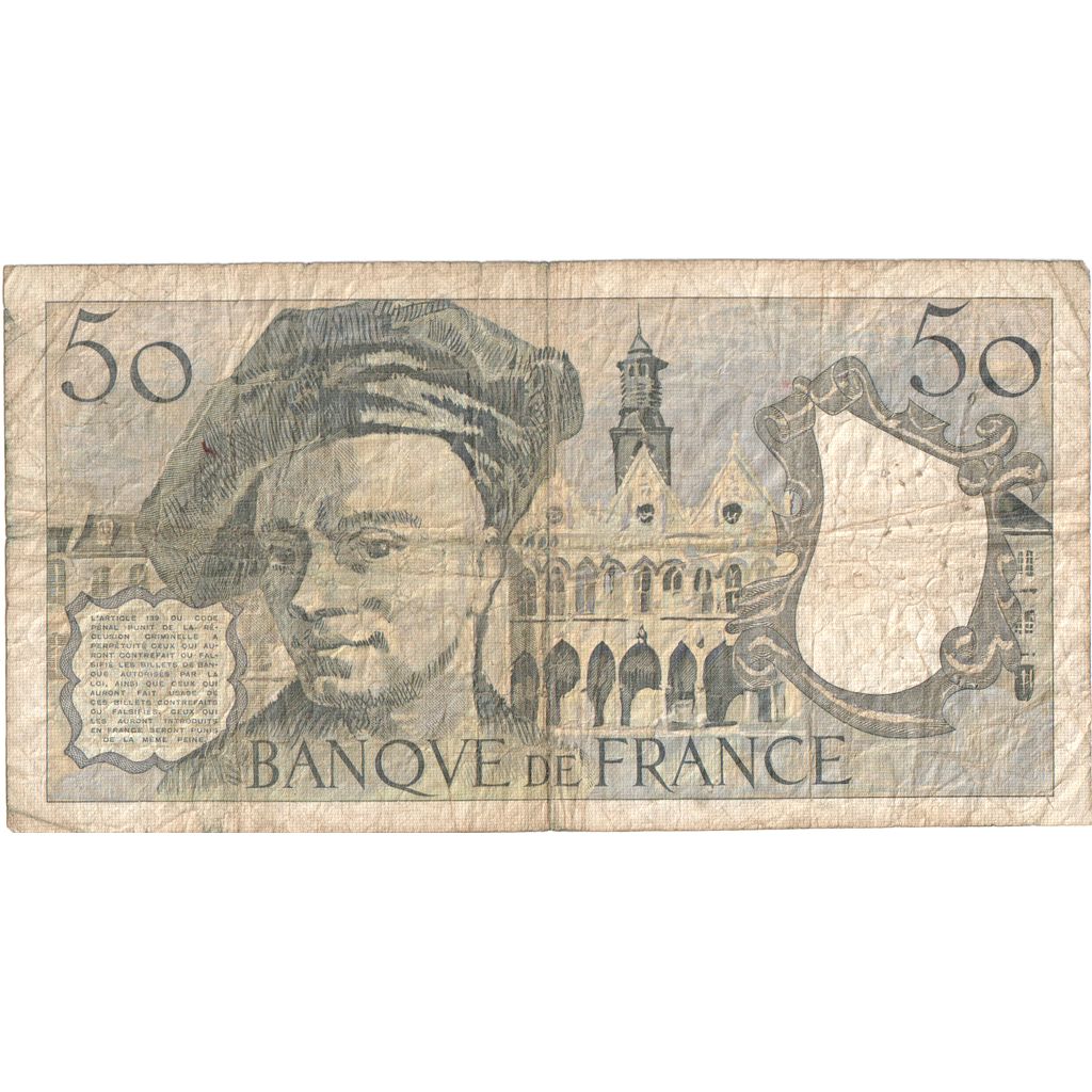 França, 50 Francs, Quentin de La Tour, 1980, VF(30-35), Fayette:67.6, KM:152b