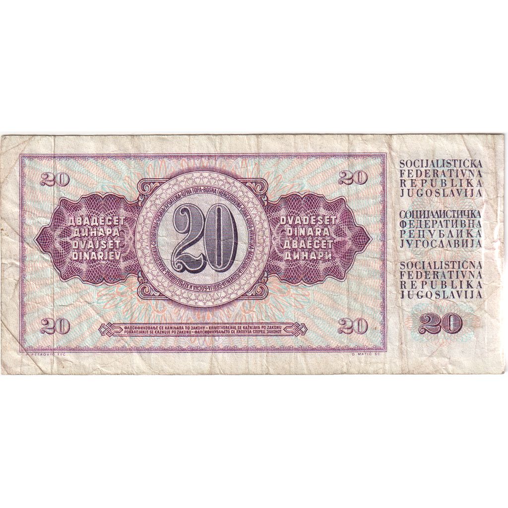 Jugoslawien, 20 Dinara, 1974-10-19, S