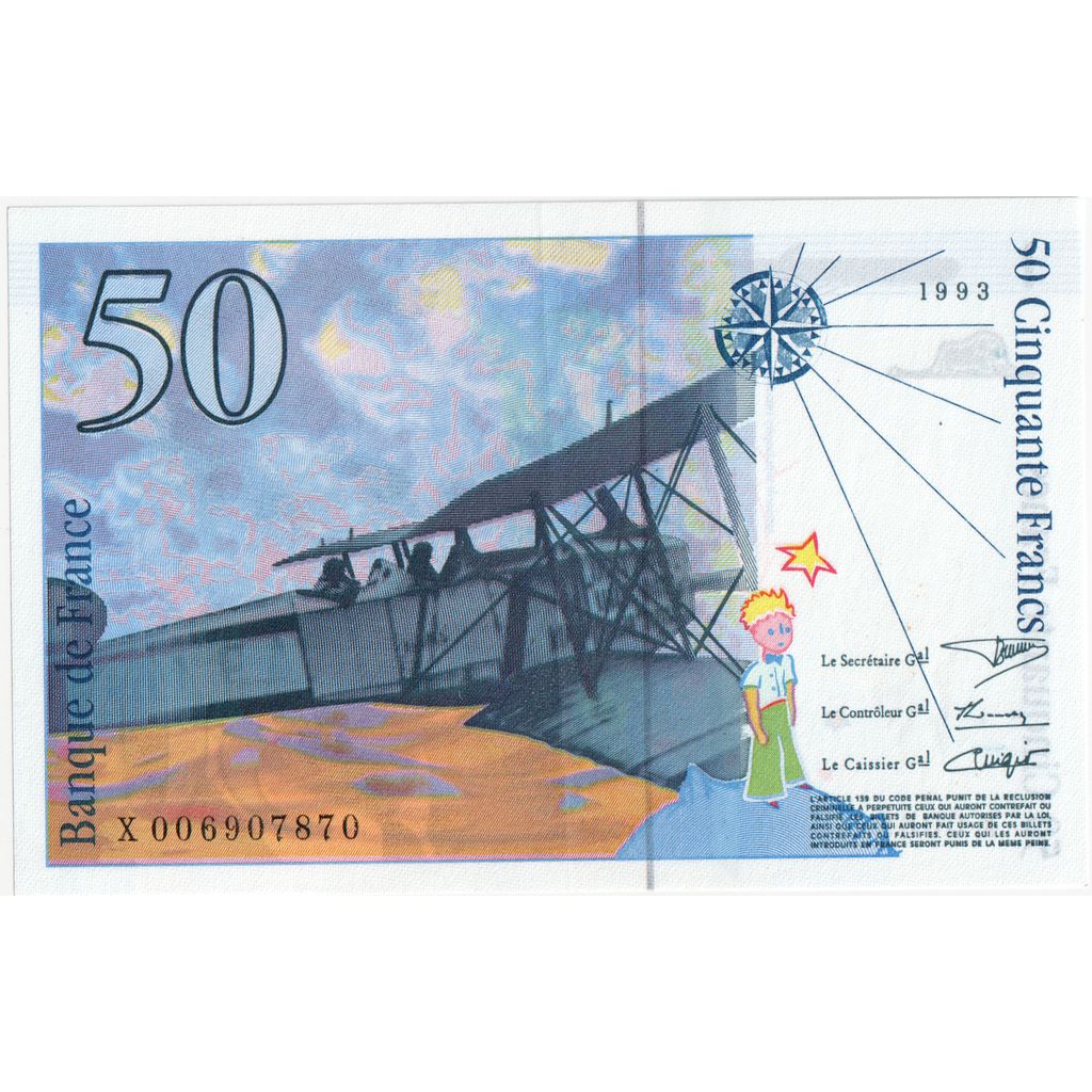 France, 50 Francs, St Exupéry, X006907870, UNC(65-70)
