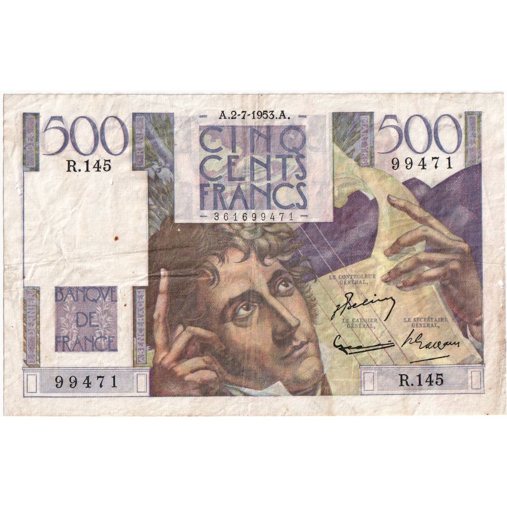Banconote, Francia, 500 Francs, 500 F 1945-1953 ''Chateaubriand'', 1952