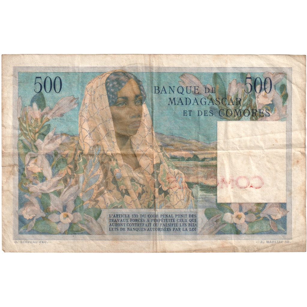 Comoras, 500 Francs, BC+
