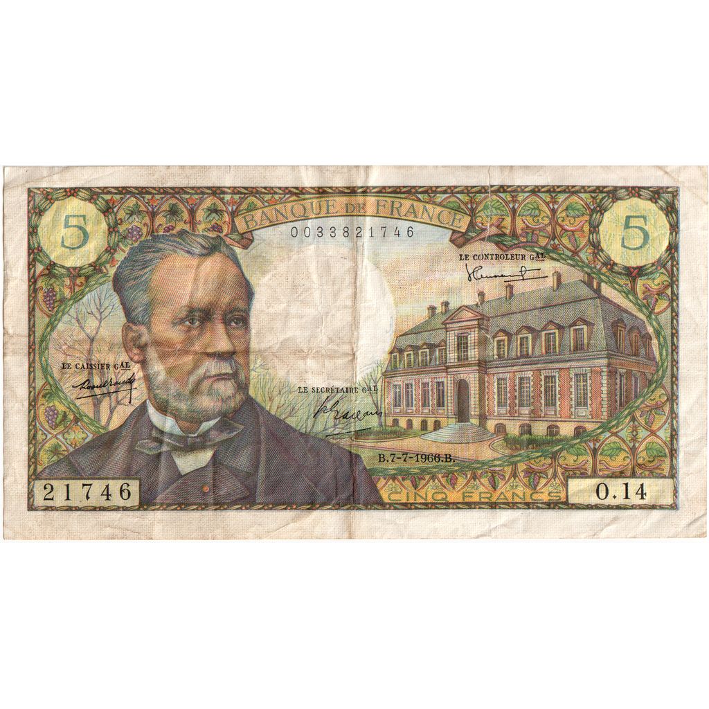 Frankrijk, 5 Francs, Pasteur, 1966-07-07, O.14, TB+