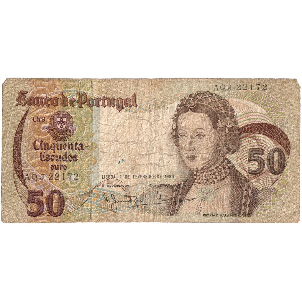 Billete, 50 Escudos, 1980, Portugal, 1980-02-01, KM:174b, BC