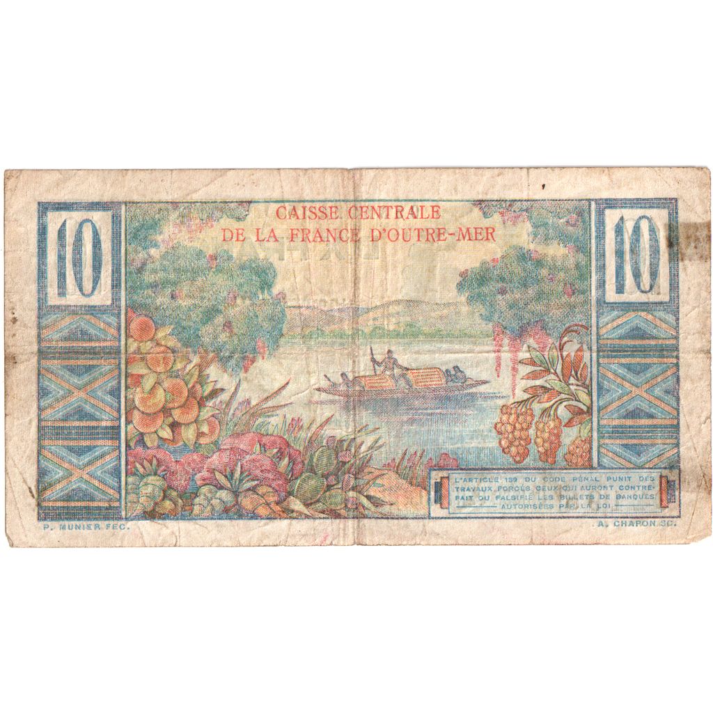 French Equatorial Africa, 10 Francs, VF(30-35)