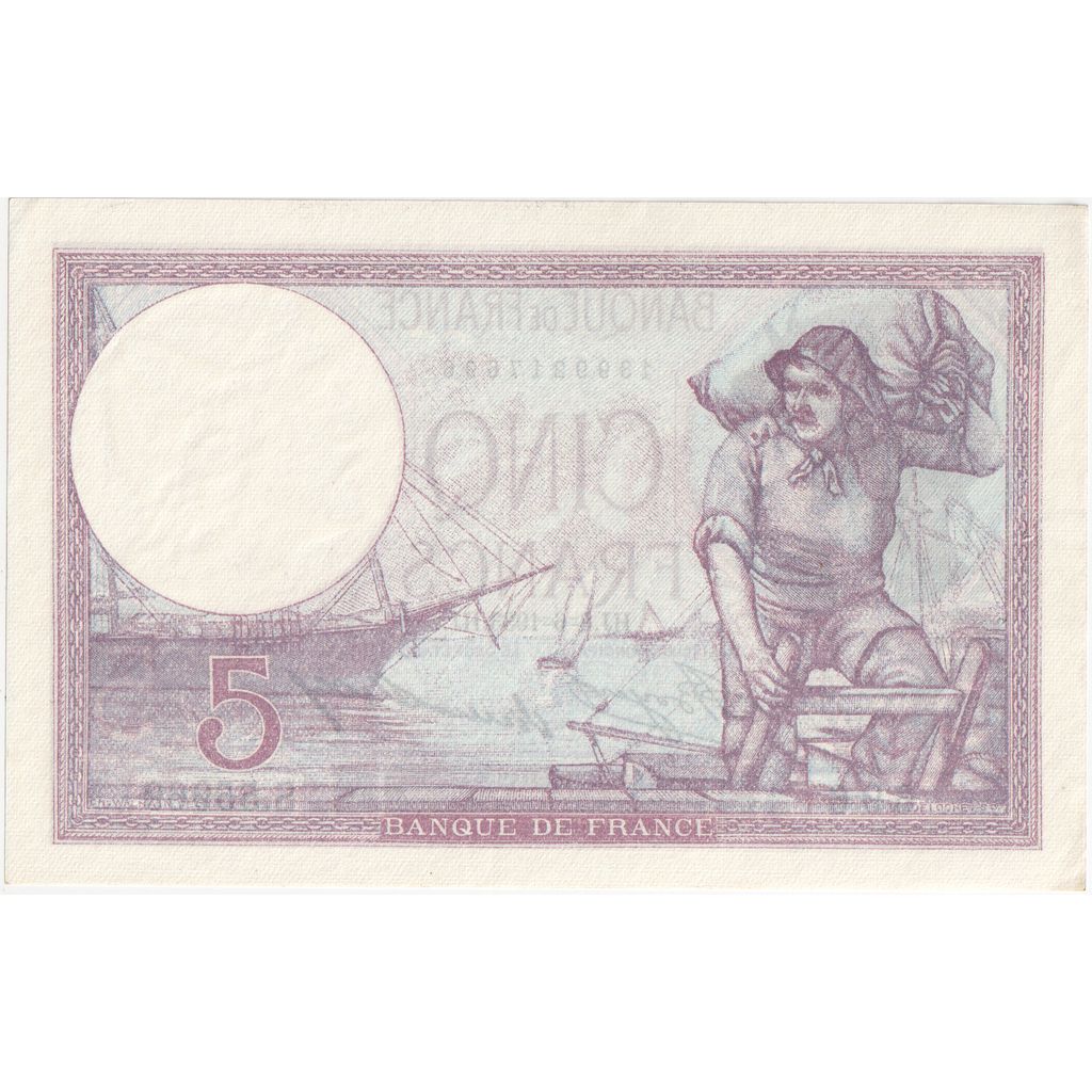 France, 5 Francs, Violet, 1933-06-08, S.55969, UNC(63)