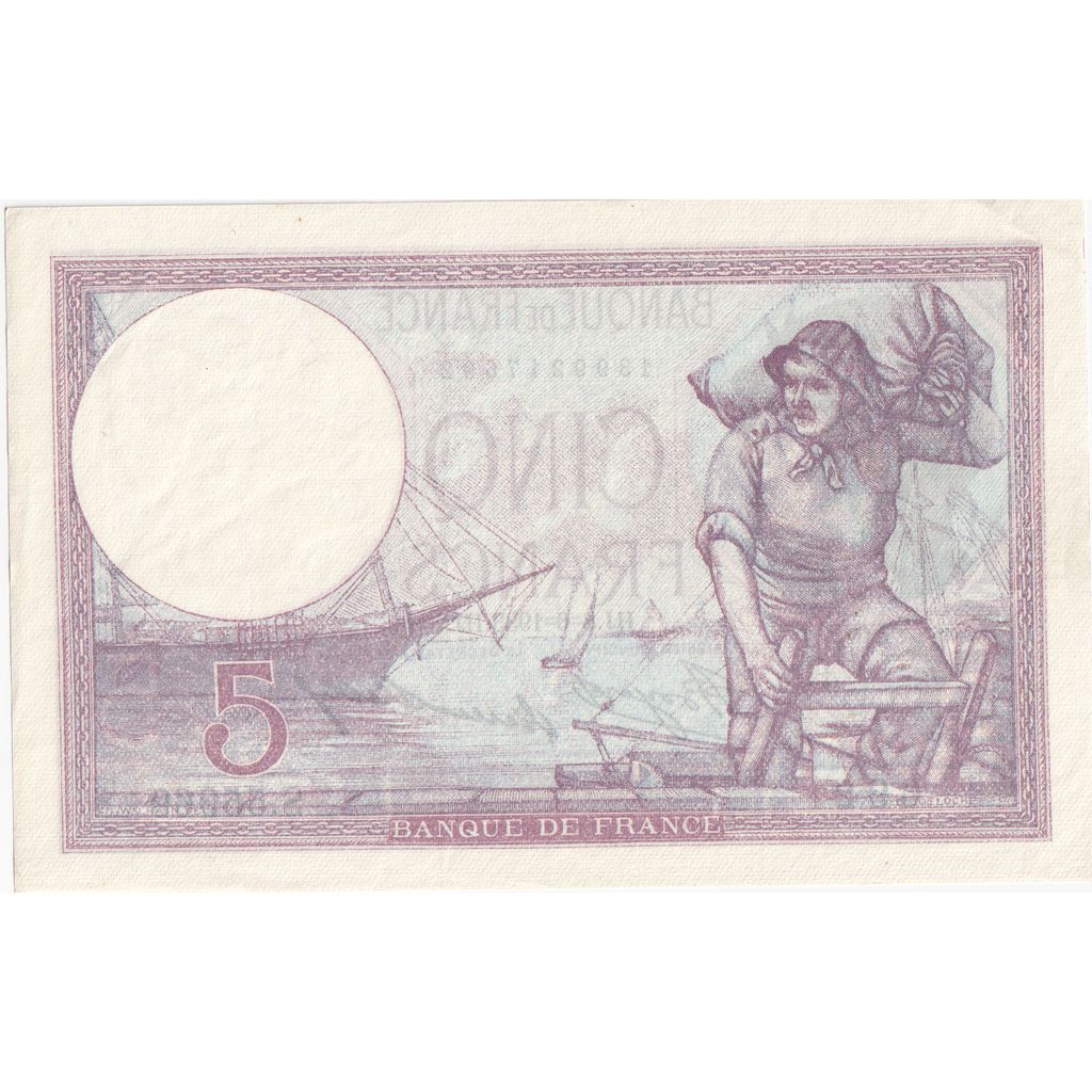 França, 5 Francs, Violet, 1933-06-08, S.55969, AU(55-58)