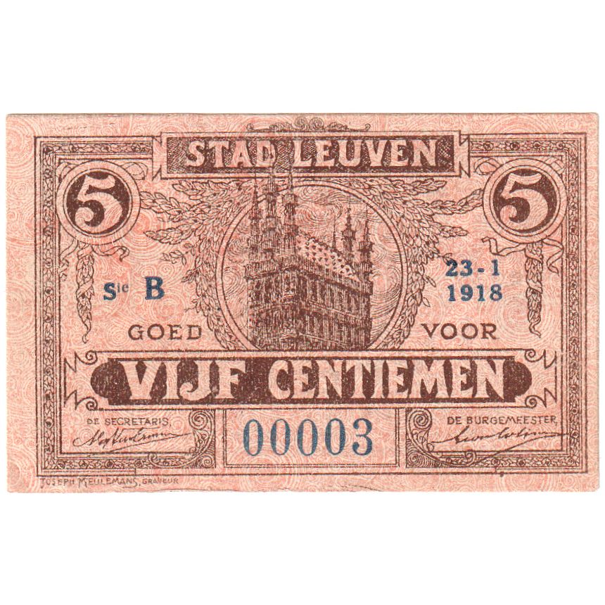 Belgique, LEUVEN, 5 Centimes, SUP