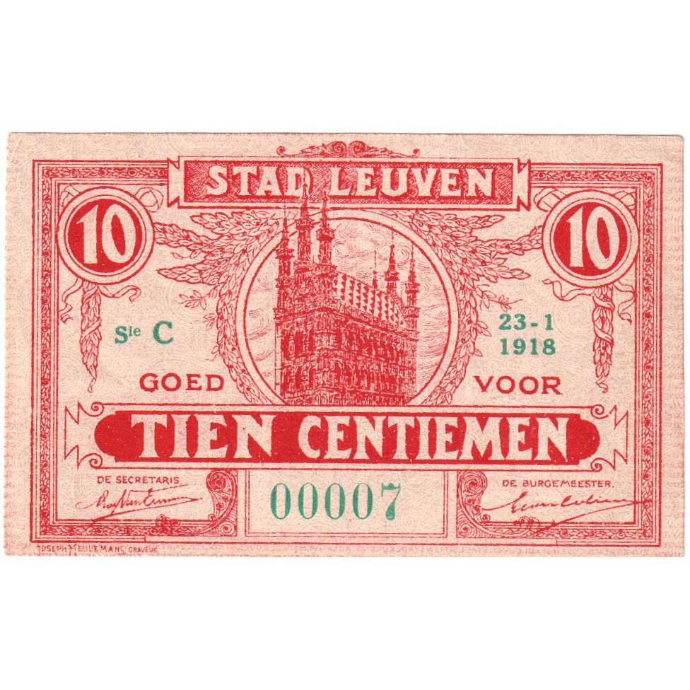 Bélgica, LEUVEN, 10 Centimes, AU(55-58)