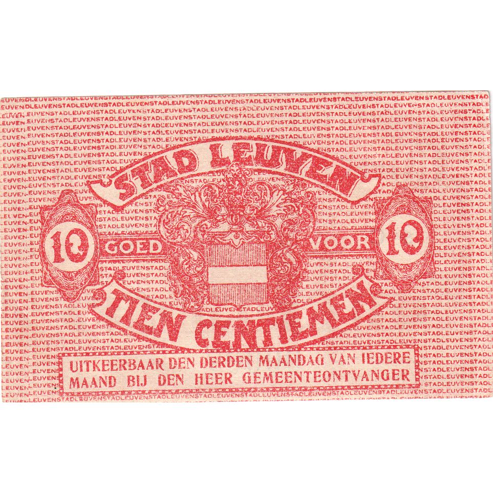 Bélgica, LEUVEN, 10 Centimes, AU(55-58)