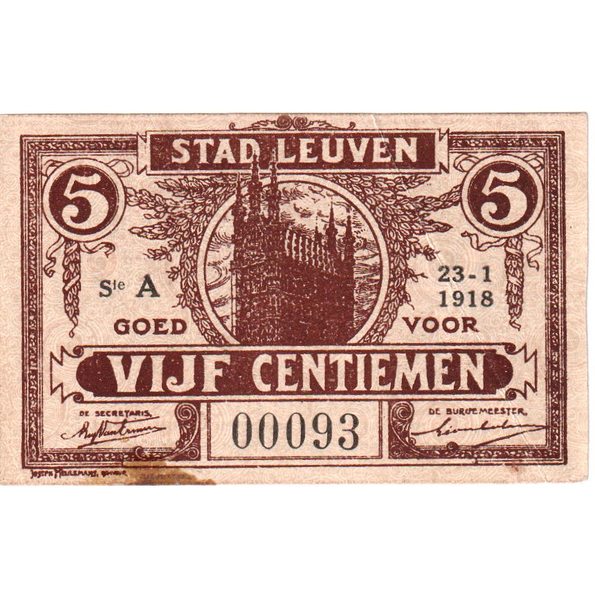 Belgien, LEUVEN, 5 Centimes, VZ