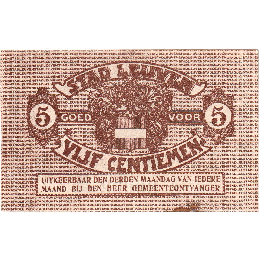 Belgien, LEUVEN, 5 Centimes, VZ