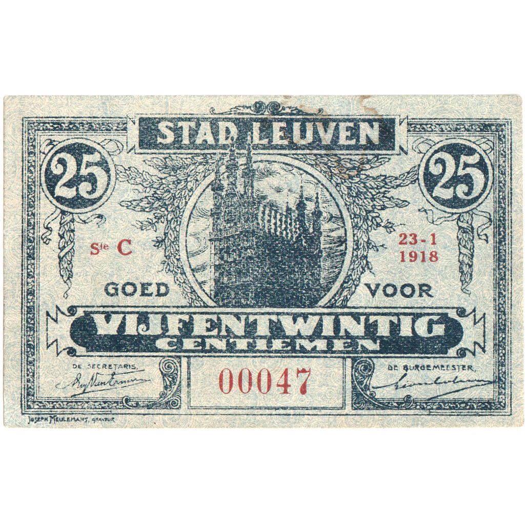 Belgien, LEUVEN, 25 Centimes, VZ