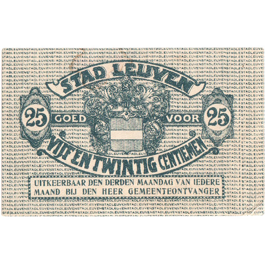 Belgien, LEUVEN, 25 Centimes, VZ
