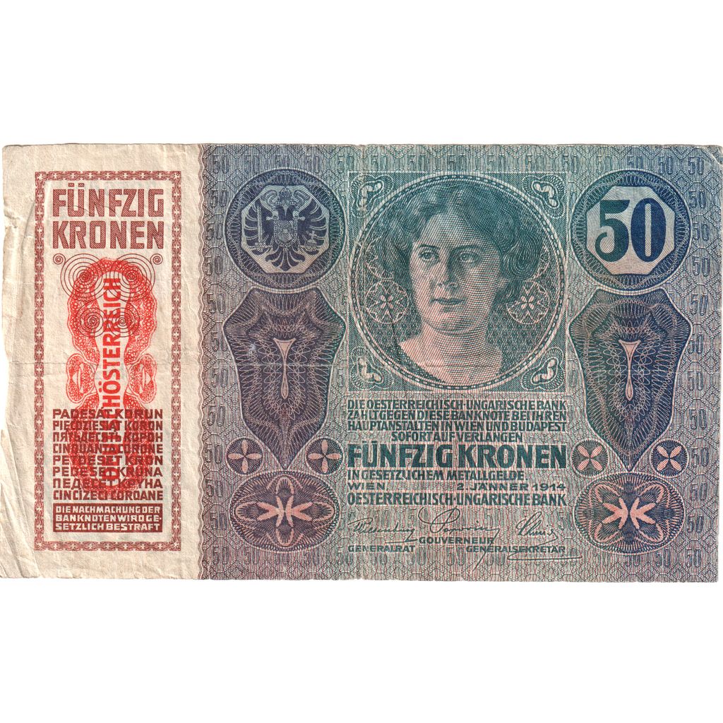 Austria, 50 Kronen, 1914-01-02, VF(30-35)