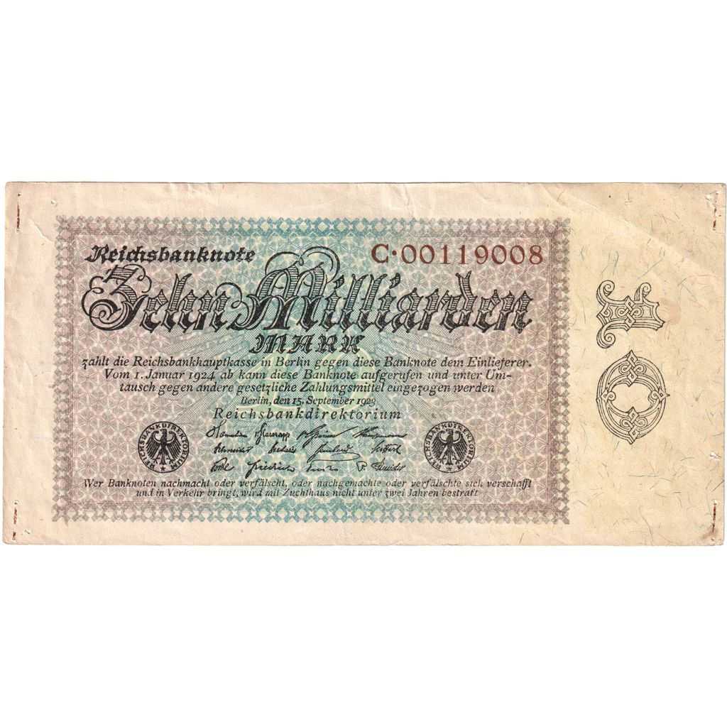 Alemania, 10 Milliarden Mark, 1923-09-15, MBC
