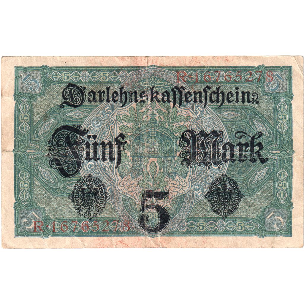 Banknote, Germany, 5 Mark, 1917-1918, 1917-08-01, KM:56b, EF(40-45)
