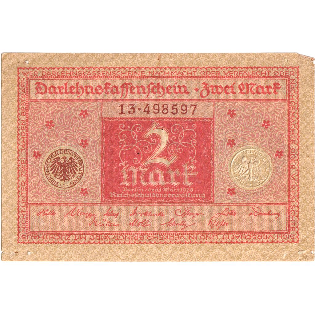 Deutschland, 2 Mark, 1920, KM:59, S