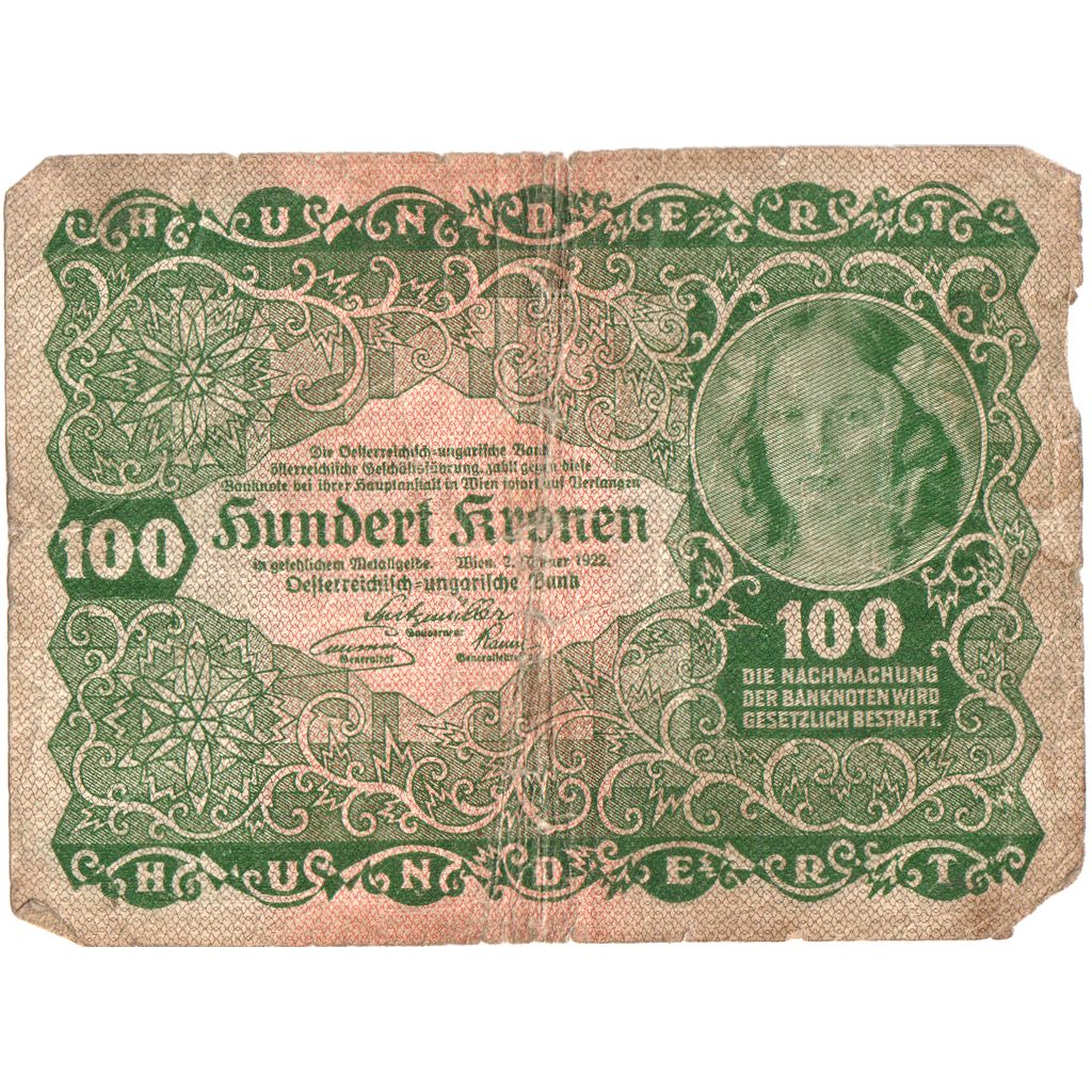 Banknote, Austria, 100 Kronen, 1922, KM:77, VF(20-25)