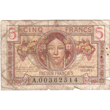 Francja, 5 Francs, 1947 French Treasury, Undated (1947), A.00362514, VF(20-25)